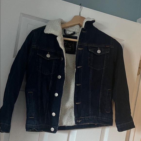 Zara Kids Dark Blue Jean Jacket with White Lining - Picture 1 of 2